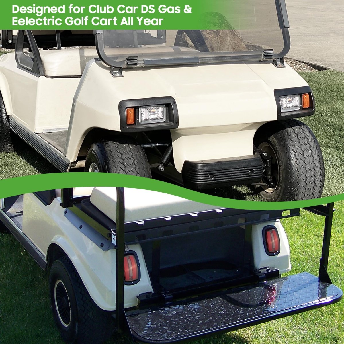 10L0L Deluxe Golf Cart Light Kit for Club Car DS 12V - 60V, Full Headlight Taillight Kit with RGB Daytime Running Lamp Low High Beam Turn Signal Horn Brake Pad Hazard Blinker - Speed of Light Hobbies