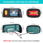 10L0L Deluxe Golf Cart Light Kit for Club Car DS 12V - 60V, Full Headlight Taillight Kit with RGB Daytime Running Lamp Low High Beam Turn Signal Horn Brake Pad Hazard Blinker - Speed of Light Hobbies