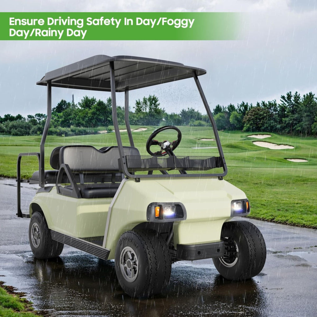 10L0L Deluxe Golf Cart Light Kit for Club Car DS 12V - 60V, Full Headlight Taillight Kit with RGB Daytime Running Lamp Low High Beam Turn Signal Horn Brake Pad Hazard Blinker - Speed of Light Hobbies