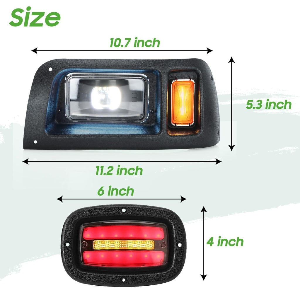 10L0L Deluxe Golf Cart Light Kit for Club Car DS 12V - 60V, Full Headlight Taillight Kit with RGB Daytime Running Lamp Low High Beam Turn Signal Horn Brake Pad Hazard Blinker - Speed of Light Hobbies