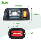 10L0L Deluxe Golf Cart Light Kit for Club Car DS 12V - 60V, Full Headlight Taillight Kit with RGB Daytime Running Lamp Low High Beam Turn Signal Horn Brake Pad Hazard Blinker - Speed of Light Hobbies