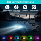 10L0L Deluxe Golf Cart Light Kit for Club Car DS 12V - 60V, Full Headlight Taillight Kit with RGB Daytime Running Lamp Low High Beam Turn Signal Horn Brake Pad Hazard Blinker - Speed of Light Hobbies