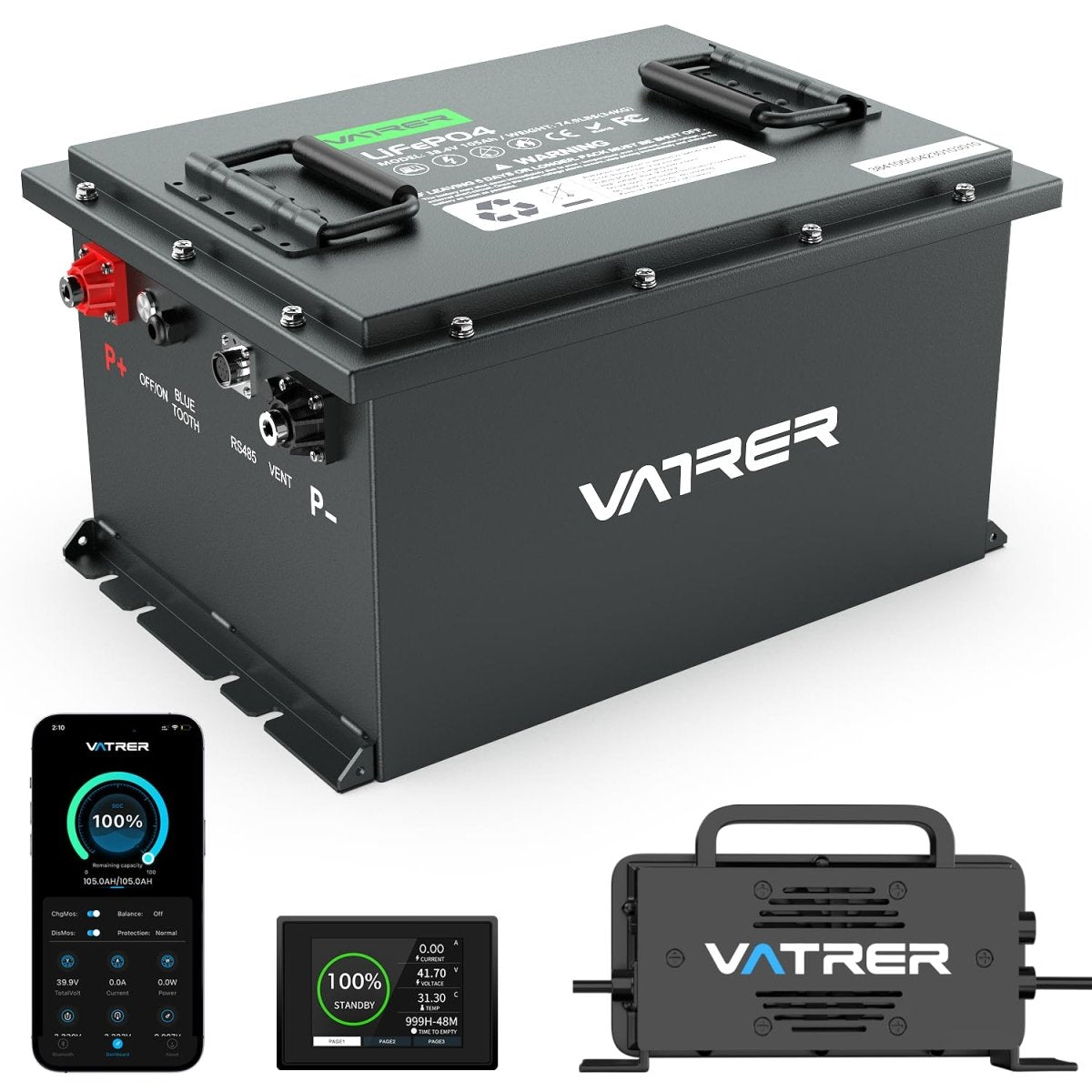 72V (70.4V) 105Ah Lithium Golf Cart Battery, Built - in 200A BMS, with Touch Monitor & APP, 2C Discharge, Max 14.08kW Power Output, 4000+ Cycles LiFePO4 Battery, Perfect for Golf Carts - Speed of Light Hobbies