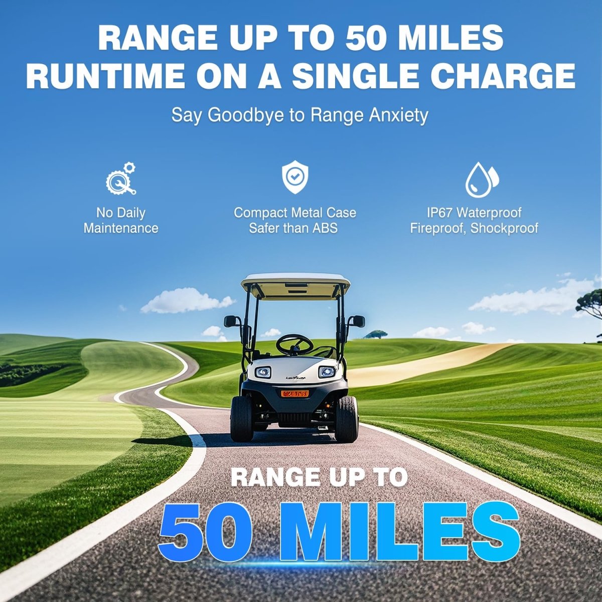 72V (70.4V) 105Ah Lithium Golf Cart Battery, Built - in 200A BMS, with Touch Monitor & APP, 2C Discharge, Max 14.08kW Power Output, 4000+ Cycles LiFePO4 Battery, Perfect for Golf Carts - Speed of Light Hobbies