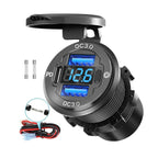 78W Quad - Port 12V USB Outlet - Dual QC3.0 & PD3.0 Quick Charge Car Charger Socket with Voltmeter, Aluminum Alloy Waterproof USB C Port for Car Boat Marine Motorcycle RV Truck ATV Golf Cart - Speed of Light Hobbies