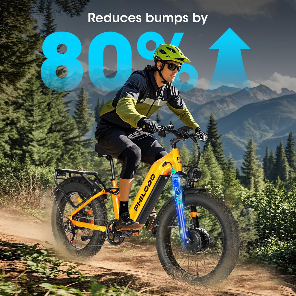 PHILODO Falcon 60V 32AH Off-Road Electric Bike 45MPH - 5000W Peak Dual Motor Hunting Ebike, Fat Tire Full Suspension Dirt Bike for Adults, Long Range Snow/Sand Electric Bicycle