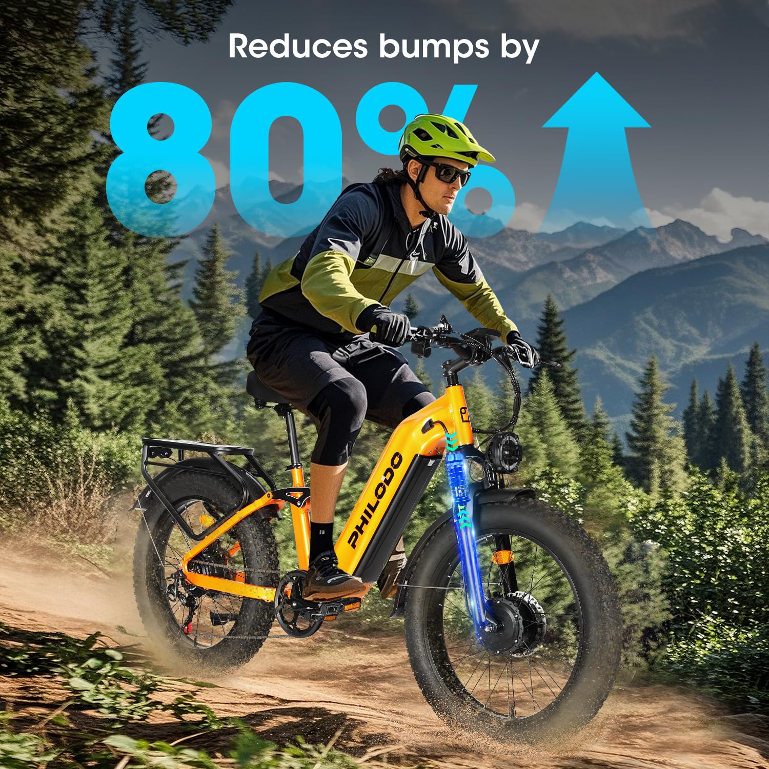 PHILODO Falcon 60V 32AH Off-Road Electric Bike 45MPH - 5000W Peak Dual Motor Hunting Ebike, Fat Tire Full Suspension Dirt Bike for Adults, Long Range Snow/Sand Electric Bicycle