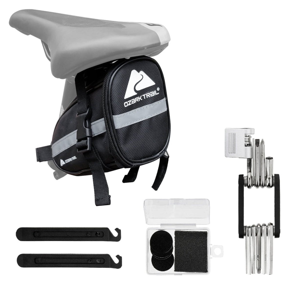 Bike Repair Kit with Seat Bag – 11 - in - 1 Multi - Tool, Tire Levers, Patches & Chain Tool, Lightweight and Portable - Speed of Light Hobbies