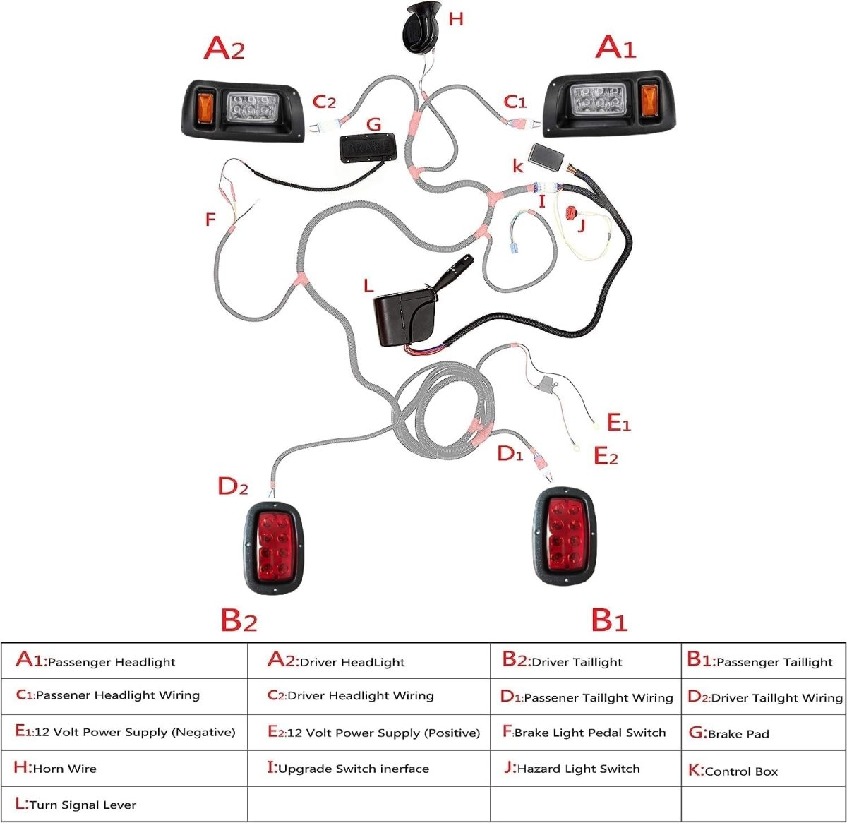 Dr.Acces Club Car DS LED Light with Deluxe harness and Upgrade Headlight Power Kits | with Turn Signals, Hazard Flasher, Horn and Brake for Club Car DS Gas & Electric Golf carts (1993 & up) - Speed of Light Hobbies