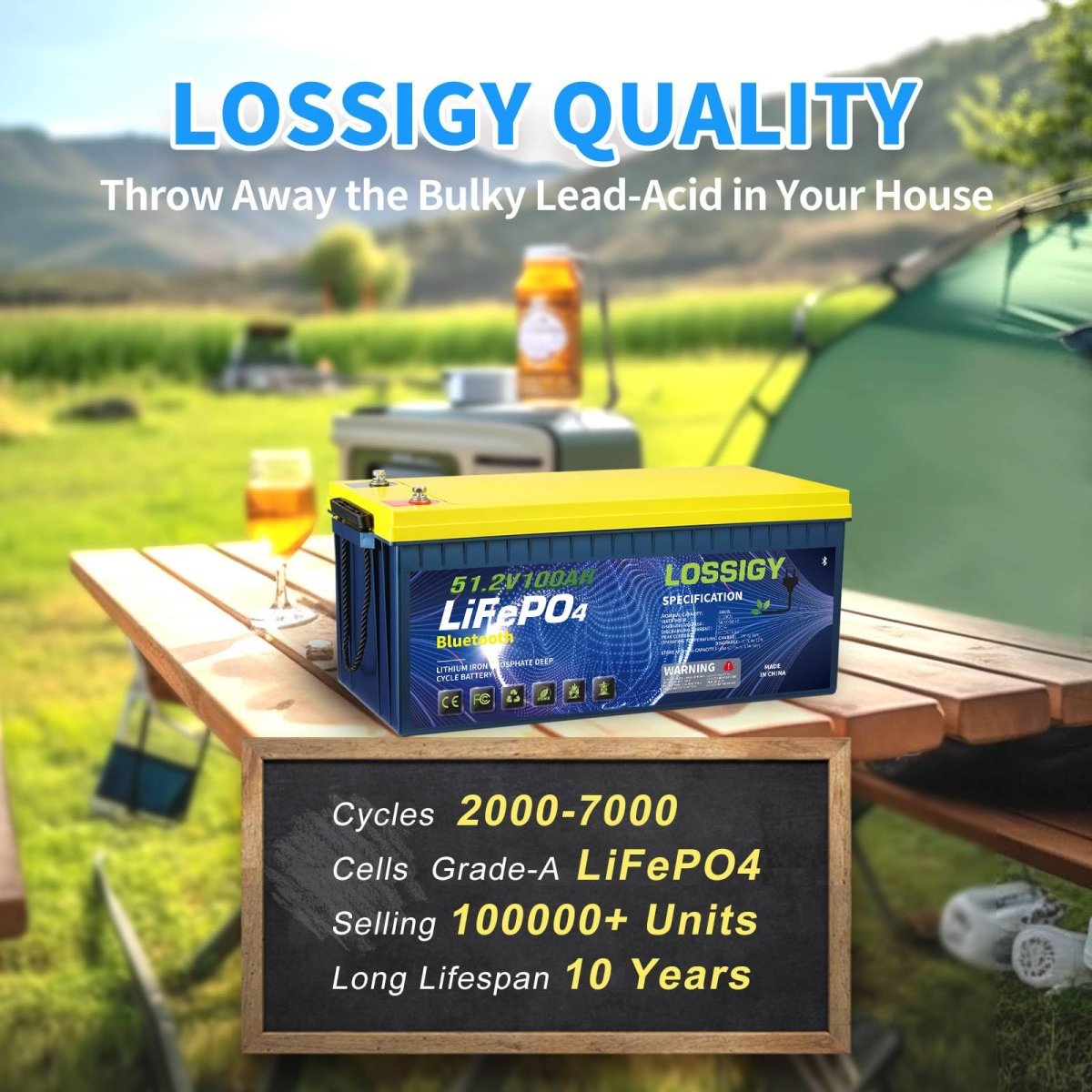 LOSSIGY 48V Lithium Golf Cart Battery with 18A Lithium Charger, 48 Volt 100Ah LiFePO4 Battery, Built in 200A Bluetooth BMS & LCD 10.24kW Output, Peak Current 1000A(3 - 5s), Prefect for RV Solar System - Speed of Light Hobbies