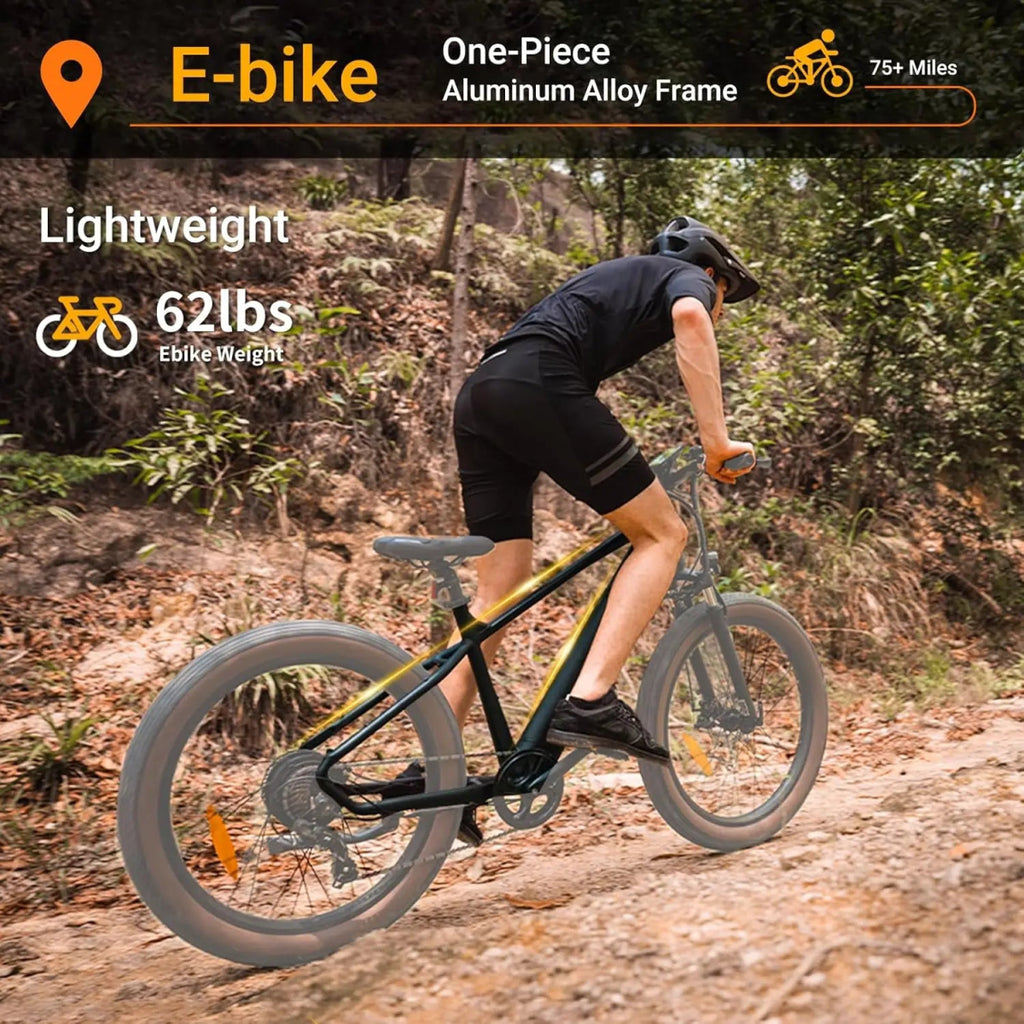 Luckeep C26 Electric Bike for Adult 1500W Peak, 28 MPH15AH 72 Miles, 26Fat Tire Electric Mountain Bike with Hydraulic Suspension - Speed of Light Hobbies