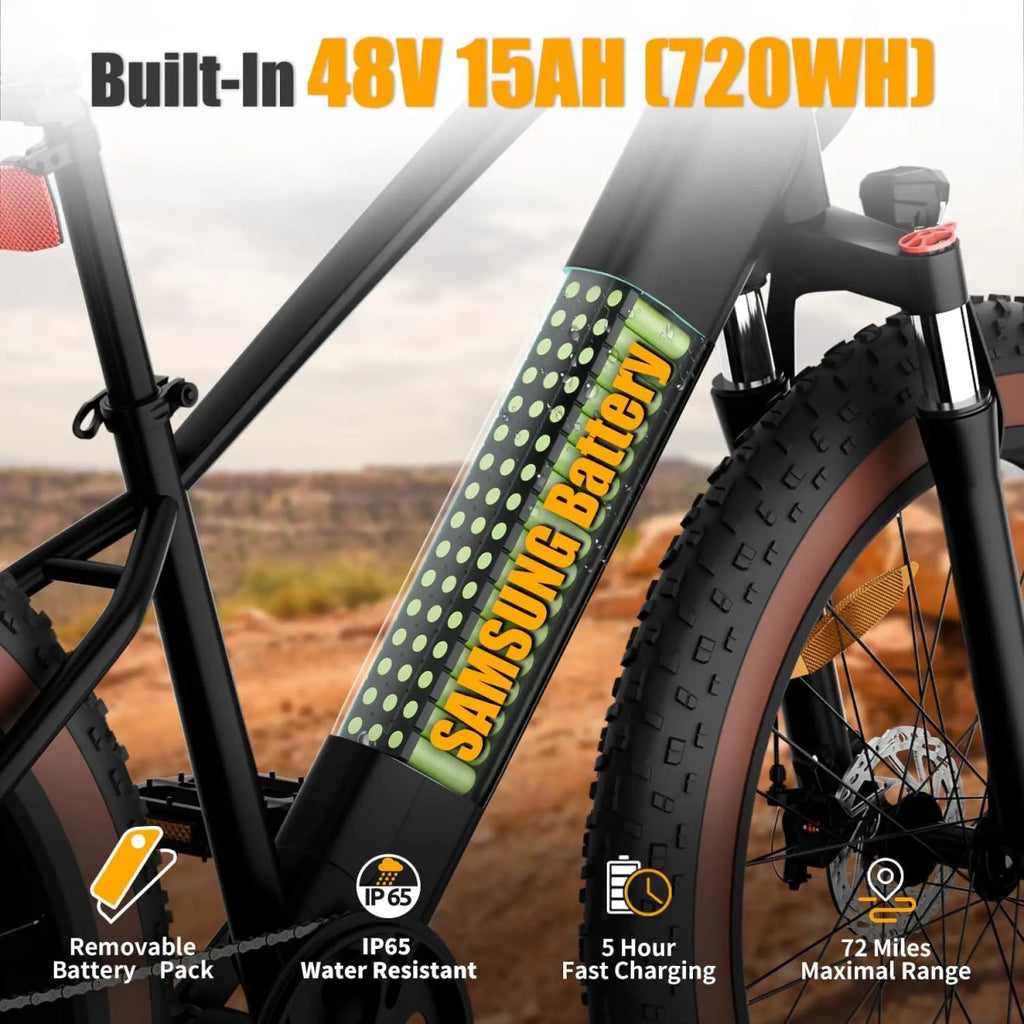 Luckeep C26 Electric Bike for Adult 1500W Peak, 28 MPH15AH 72 Miles, 26Fat Tire Electric Mountain Bike with Hydraulic Suspension - Speed of Light Hobbies