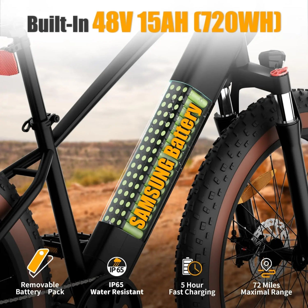 Luckeep C26 Electric Bike for Adult 1500W Peak, 28 MPH15AH 72 Miles, 26Fat Tire Electric Mountain Bike with Hydraulic Suspension - Speed of Light Hobbies