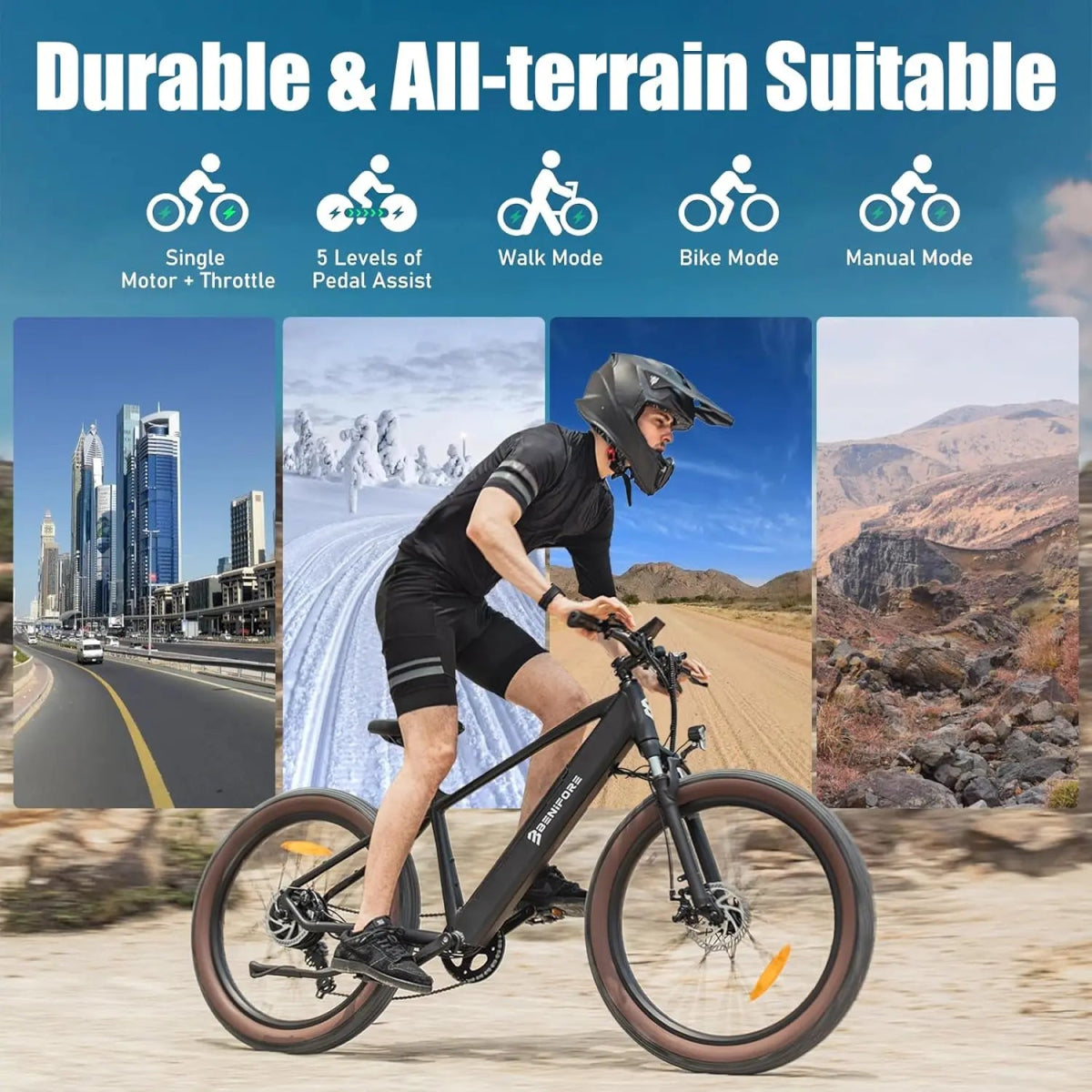 Luckeep C26 Electric Bike for Adult 1500W Peak, 28 MPH15AH 72 Miles, 26Fat Tire Electric Mountain Bike with Hydraulic Suspension - Speed of Light Hobbies
