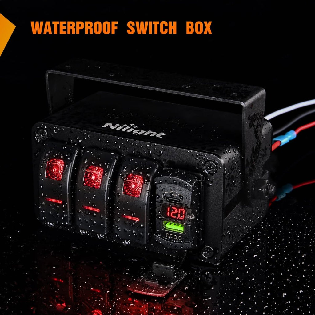 Nilight 3 Gang Rocker Switch Panel Blue Backlit with PD Type C and USB Charger Voltmeter Waterproof 12V 24V DC Rocker Switch with Night Glow Stickers for Car Trucks Boats RVs,2 Years Warranty,Blue/Box - Speed of Light Hobbies