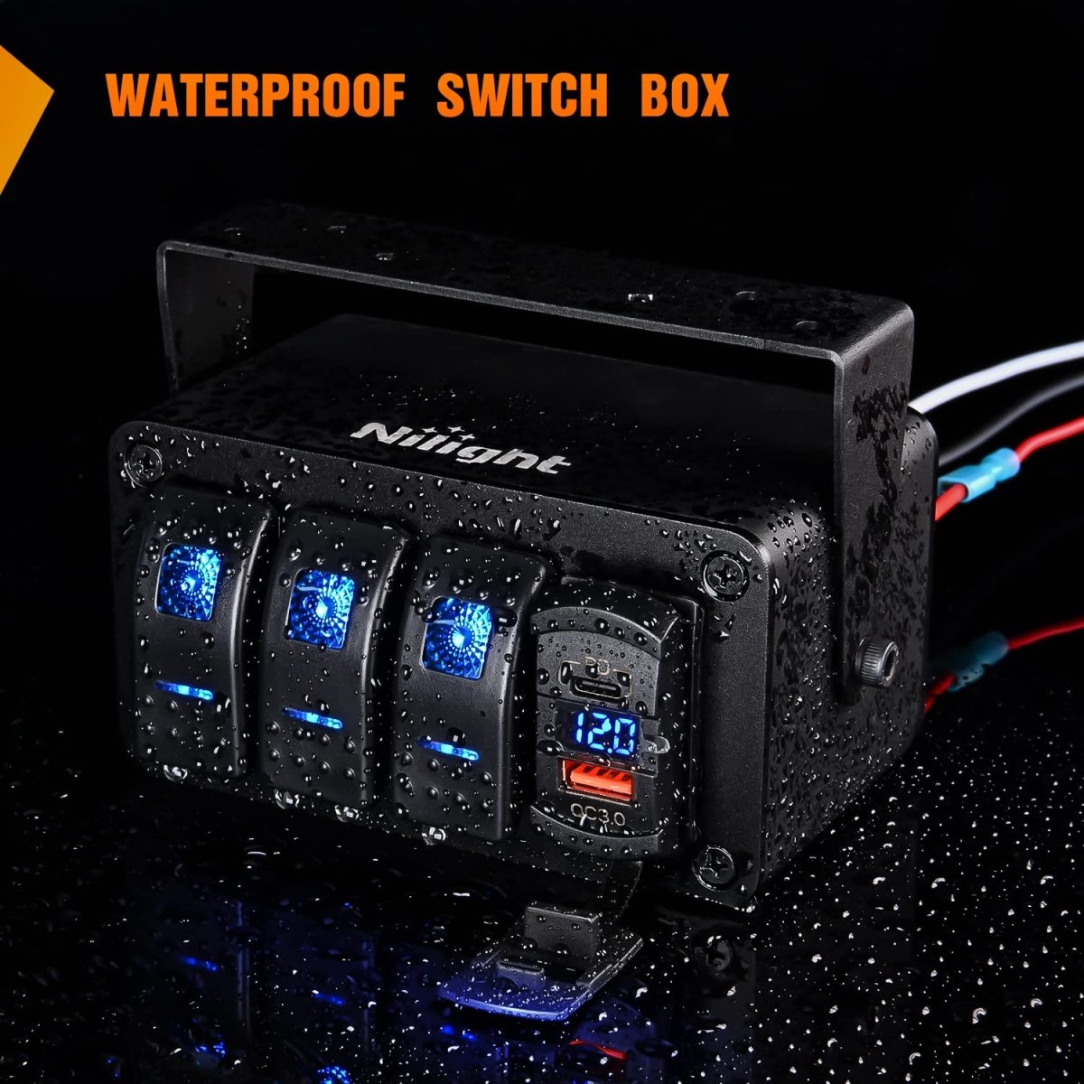 Nilight 3 Gang Rocker Switch Panel Blue Backlit with PD Type C and USB Charger Voltmeter Waterproof 12V 24V DC Rocker Switch with Night Glow Stickers for Car Trucks Boats RVs,2 Years Warranty,Blue/Box - Speed of Light Hobbies