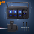 Nilight 3 Gang Rocker Switch Panel Blue Backlit with PD Type C and USB Charger Voltmeter Waterproof 12V 24V DC Rocker Switch with Night Glow Stickers for Car Trucks Boats RVs,2 Years Warranty,Blue/Box - Speed of Light Hobbies