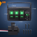 Nilight 3 Gang Rocker Switch Panel Blue Backlit with PD Type C and USB Charger Voltmeter Waterproof 12V 24V DC Rocker Switch with Night Glow Stickers for Car Trucks Boats RVs,2 Years Warranty,Blue/Box - Speed of Light Hobbies