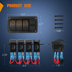 Nilight 3 Gang Rocker Switch Panel Blue Backlit with PD Type C and USB Charger Voltmeter Waterproof 12V 24V DC Rocker Switch with Night Glow Stickers for Car Trucks Boats RVs,2 Years Warranty,Blue/Box - Speed of Light Hobbies