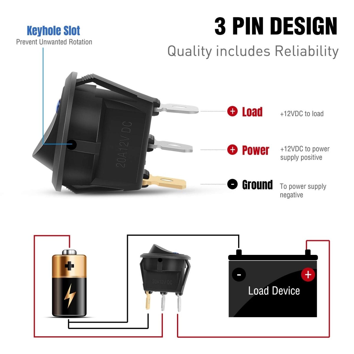 Nilight 5PCS Waterproof Round Rocker Switch w/Wiring Harness Switches Holder 12V 24V Blue LED Lighted On Off Toggle Shell SPST 3Pin for Switch Panel Car RV Trucks Marine Boats - Speed of Light Hobbies