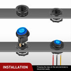 Nilight 5PCS Waterproof Round Rocker Switch w/Wiring Harness Switches Holder 12V 24V Blue LED Lighted On Off Toggle Shell SPST 3Pin for Switch Panel Car RV Trucks Marine Boats - Speed of Light Hobbies