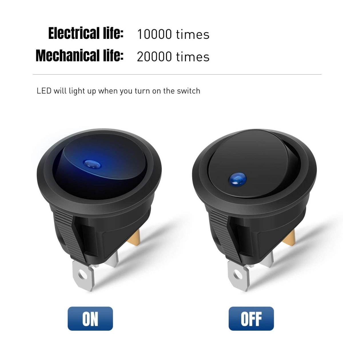 Nilight 5PCS Waterproof Round Rocker Switch w/Wiring Harness Switches Holder 12V 24V Blue LED Lighted On Off Toggle Shell SPST 3Pin for Switch Panel Car RV Trucks Marine Boats - Speed of Light Hobbies