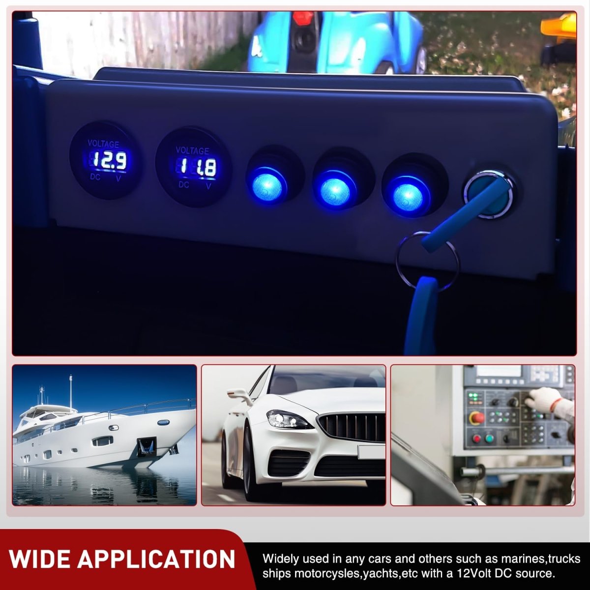 Nilight 5PCS Waterproof Round Rocker Switch w/Wiring Harness Switches Holder 12V 24V Blue LED Lighted On Off Toggle Shell SPST 3Pin for Switch Panel Car RV Trucks Marine Boats - Speed of Light Hobbies