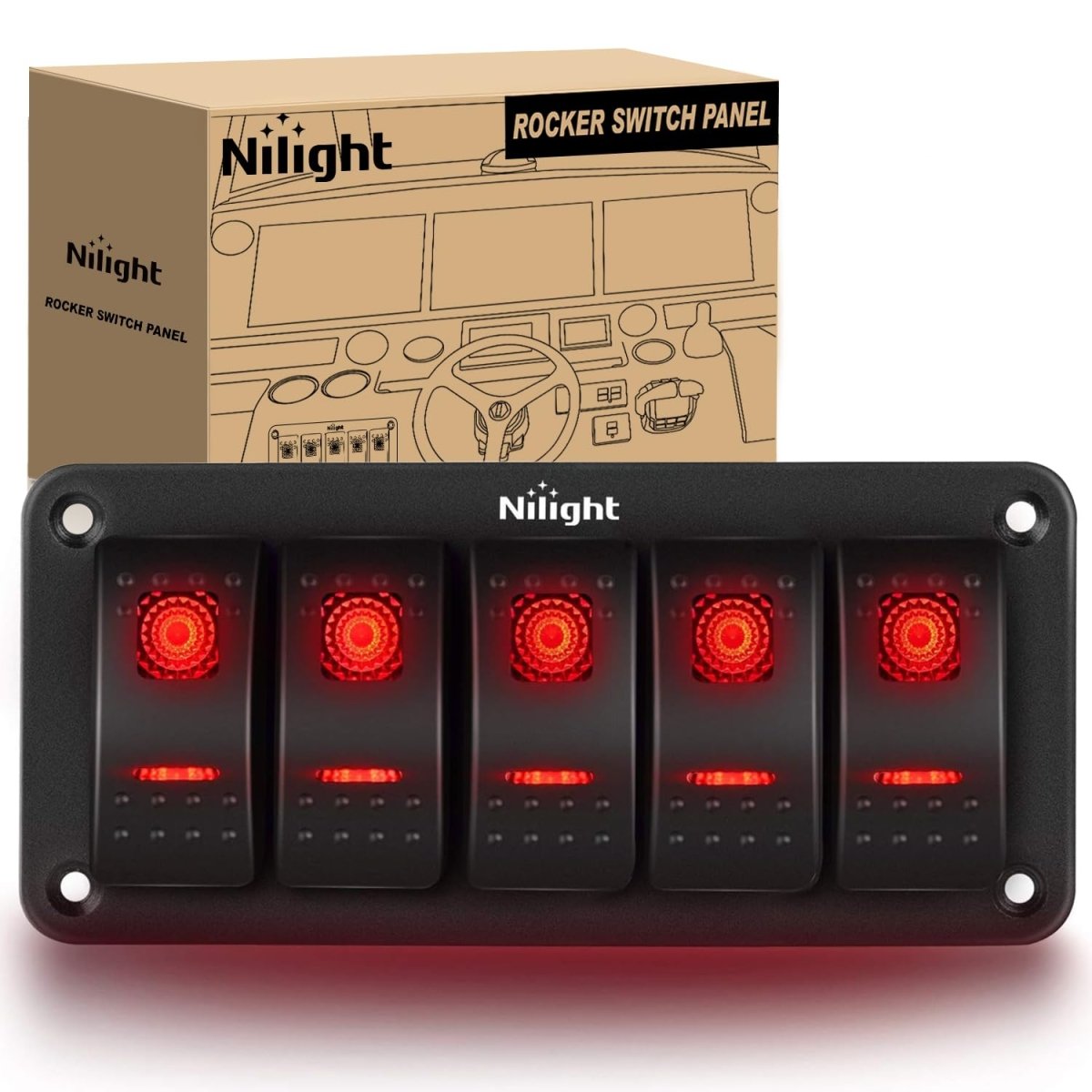 Nilight 90106B 2 Gang Rocker Switch Panel 5 Pin On Off Pre - Wired Rocker Switch Aluminum Panel Waterproof Switche Panel for 12V/24V Automotive Cars Marine Boats ATVs Trailers,2 Years Warranty , Blue - Speed of Light Hobbies