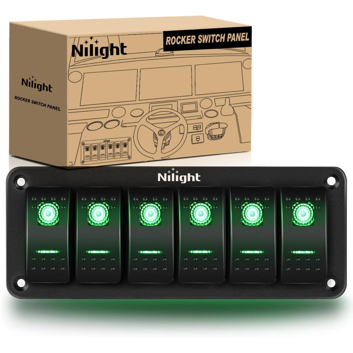Nilight 90106B 2 Gang Rocker Switch Panel 5 Pin On Off Pre - Wired Rocker Switch Aluminum Panel Waterproof Switche Panel for 12V/24V Automotive Cars Marine Boats ATVs Trailers,2 Years Warranty , Blue - Speed of Light Hobbies