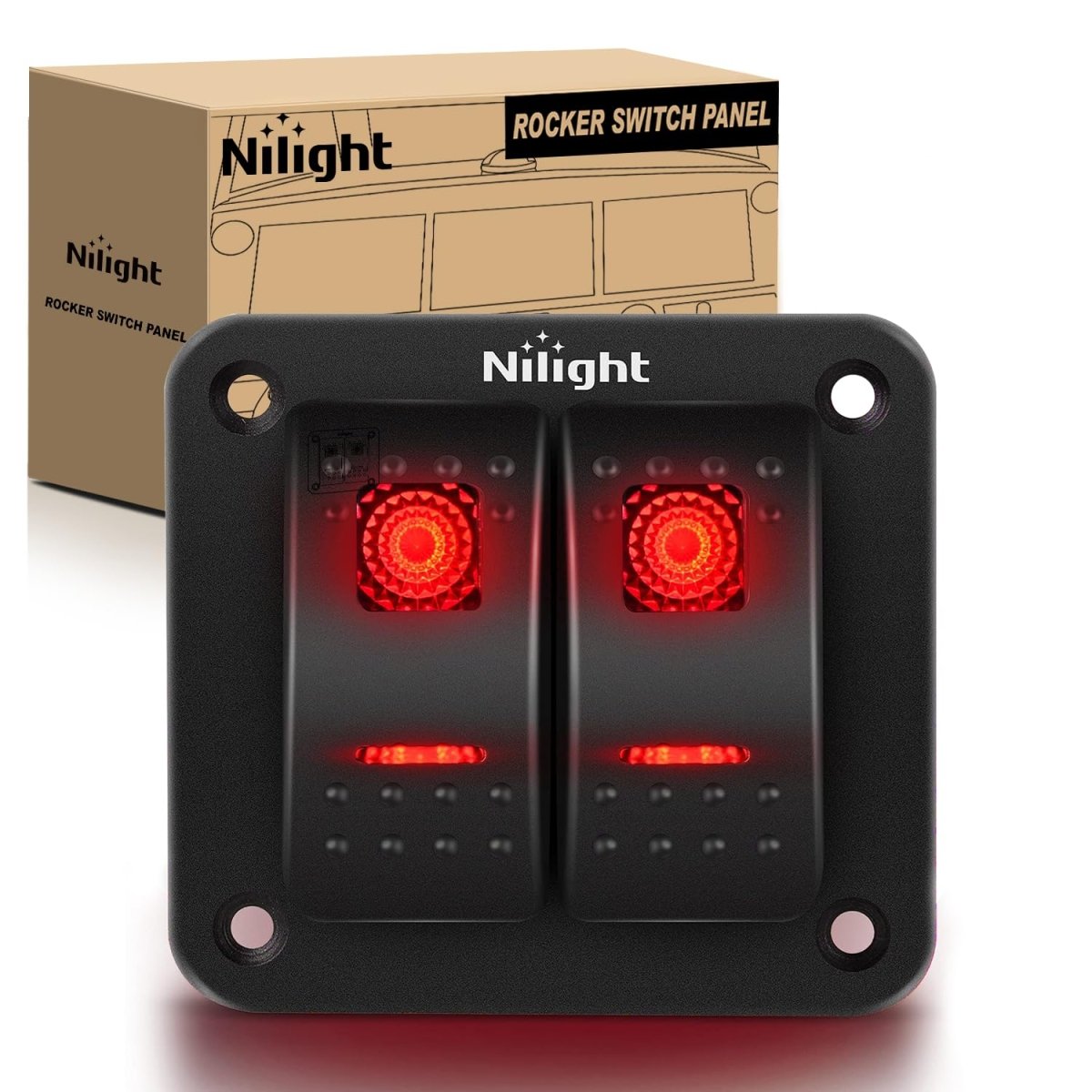 Nilight 90106B 2 Gang Rocker Switch Panel 5 Pin On Off Pre - Wired Rocker Switch Aluminum Panel Waterproof Switche Panel for 12V/24V Automotive Cars Marine Boats ATVs Trailers,2 Years Warranty , Blue - Speed of Light Hobbies