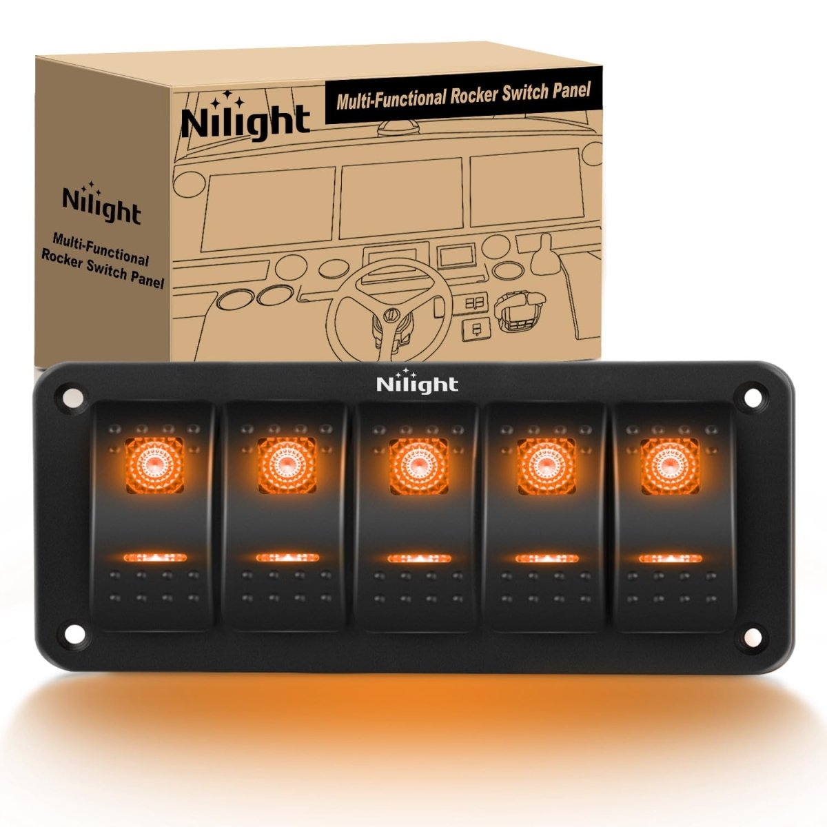 Nilight 90106B 2 Gang Rocker Switch Panel 5 Pin On Off Pre - Wired Rocker Switch Aluminum Panel Waterproof Switche Panel for 12V/24V Automotive Cars Marine Boats ATVs Trailers,2 Years Warranty , Blue - Speed of Light Hobbies