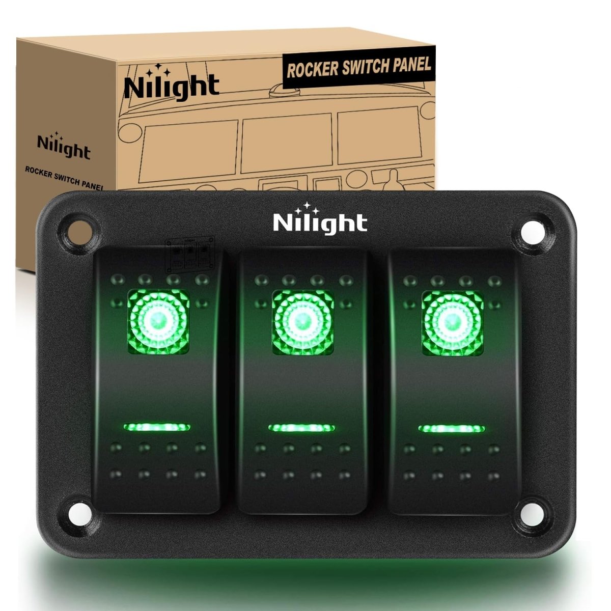Nilight 90106B 2 Gang Rocker Switch Panel 5 Pin On Off Pre - Wired Rocker Switch Aluminum Panel Waterproof Switche Panel for 12V/24V Automotive Cars Marine Boats ATVs Trailers,2 Years Warranty , Blue - Speed of Light Hobbies