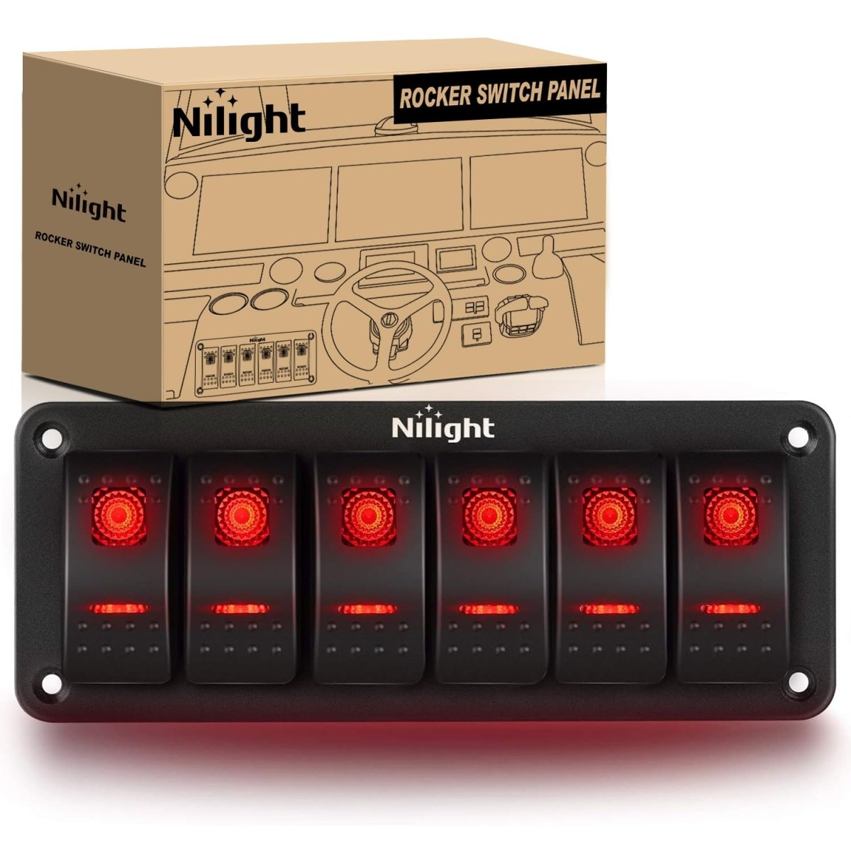 Nilight 90106B 2 Gang Rocker Switch Panel 5 Pin On Off Pre - Wired Rocker Switch Aluminum Panel Waterproof Switche Panel for 12V/24V Automotive Cars Marine Boats ATVs Trailers,2 Years Warranty , Blue - Speed of Light Hobbies