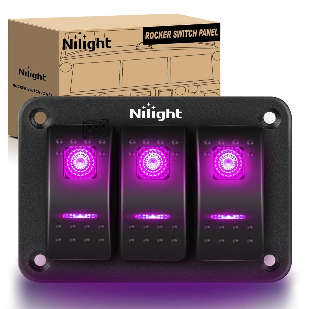 Nilight 90106B 2 Gang Rocker Switch Panel 5 Pin On Off Pre - Wired Rocker Switch Aluminum Panel Waterproof Switche Panel for 12V/24V Automotive Cars Marine Boats ATVs Trailers,2 Years Warranty , Blue - Speed of Light Hobbies