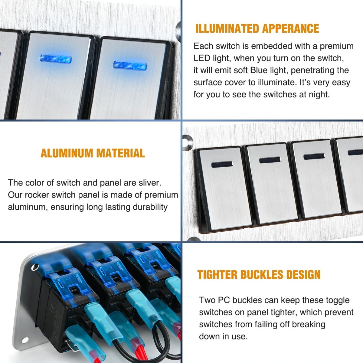 Nilight 90106B 2 Gang Rocker Switch Panel 5 Pin On Off Pre - Wired Rocker Switch Aluminum Panel Waterproof Switche Panel for 12V/24V Automotive Cars Marine Boats ATVs Trailers,2 Years Warranty , Blue - Speed of Light Hobbies