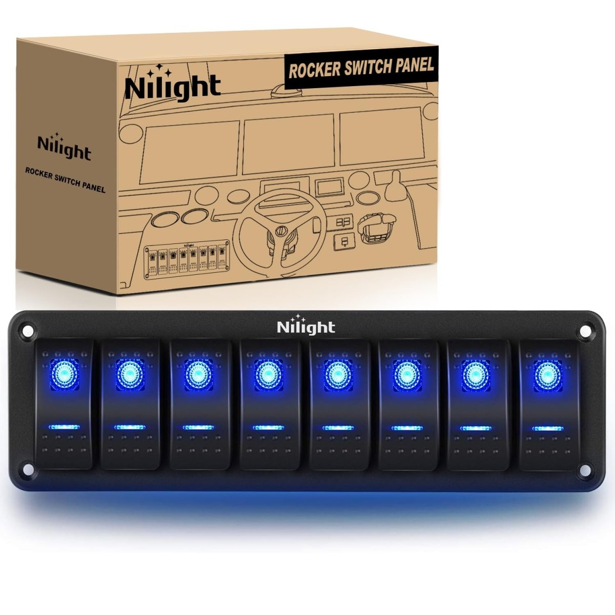 Nilight 90106B 2 Gang Rocker Switch Panel 5 Pin On Off Pre - Wired Rocker Switch Aluminum Panel Waterproof Switche Panel for 12V/24V Automotive Cars Marine Boats ATVs Trailers,2 Years Warranty , Blue - Speed of Light Hobbies