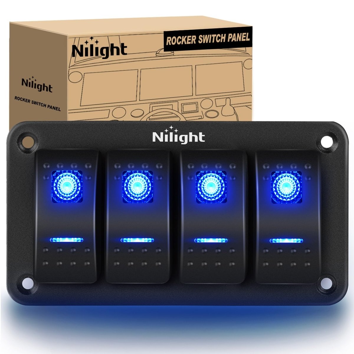 Nilight 90106B 2 Gang Rocker Switch Panel 5 Pin On Off Pre - Wired Rocker Switch Aluminum Panel Waterproof Switche Panel for 12V/24V Automotive Cars Marine Boats ATVs Trailers,2 Years Warranty , Blue - Speed of Light Hobbies