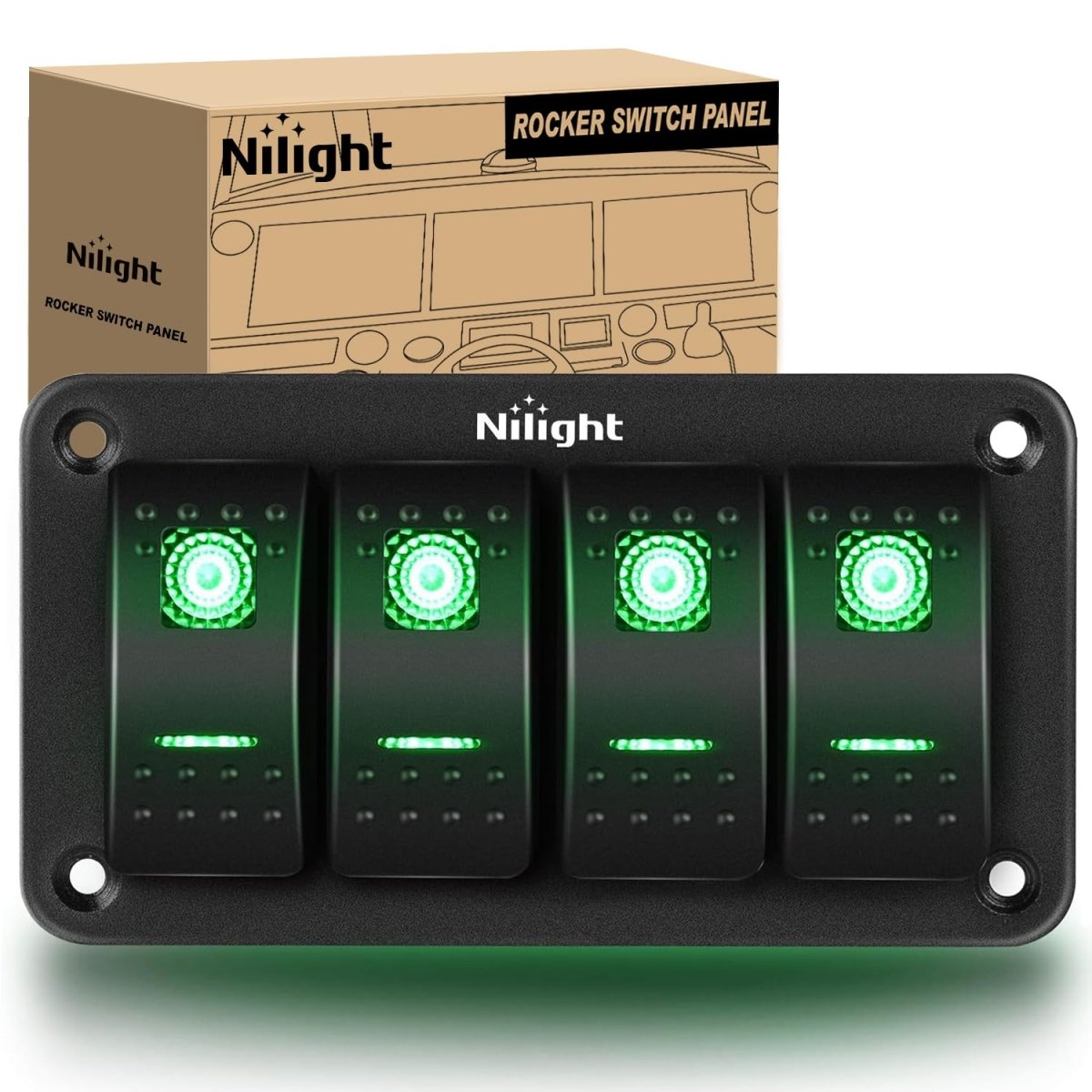 Nilight 90106B 2 Gang Rocker Switch Panel 5 Pin On Off Pre - Wired Rocker Switch Aluminum Panel Waterproof Switche Panel for 12V/24V Automotive Cars Marine Boats ATVs Trailers,2 Years Warranty , Blue - Speed of Light Hobbies