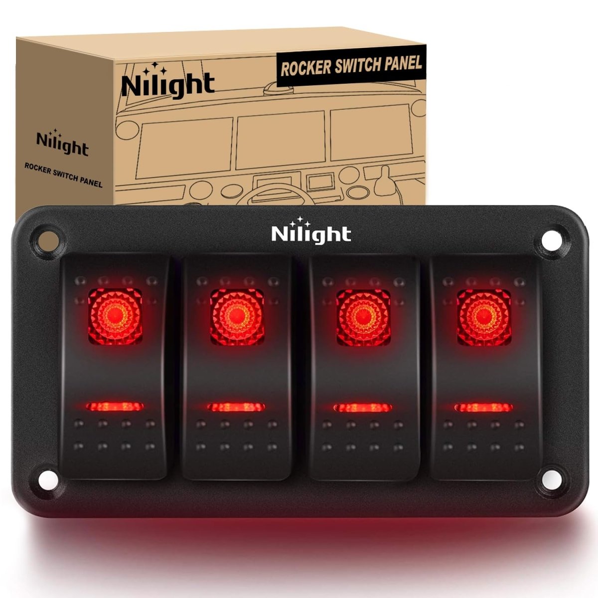 Nilight 90106B 2 Gang Rocker Switch Panel 5 Pin On Off Pre - Wired Rocker Switch Aluminum Panel Waterproof Switche Panel for 12V/24V Automotive Cars Marine Boats ATVs Trailers,2 Years Warranty , Blue - Speed of Light Hobbies