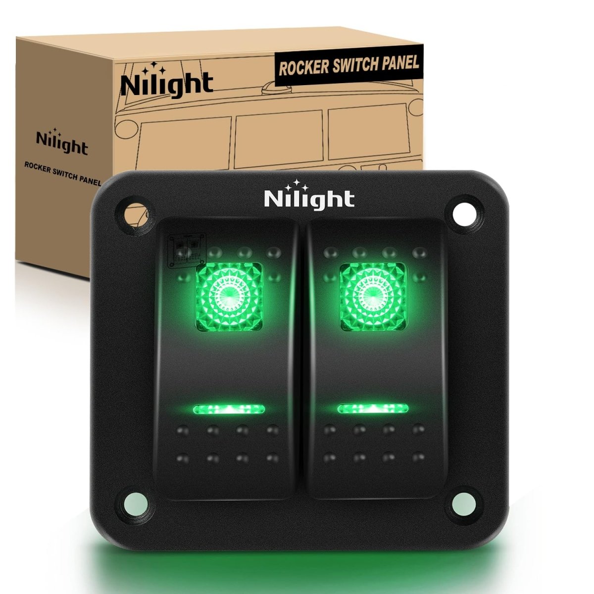 Nilight 90106B 2 Gang Rocker Switch Panel 5 Pin On Off Pre - Wired Rocker Switch Aluminum Panel Waterproof Switche Panel for 12V/24V Automotive Cars Marine Boats ATVs Trailers,2 Years Warranty , Blue - Speed of Light Hobbies