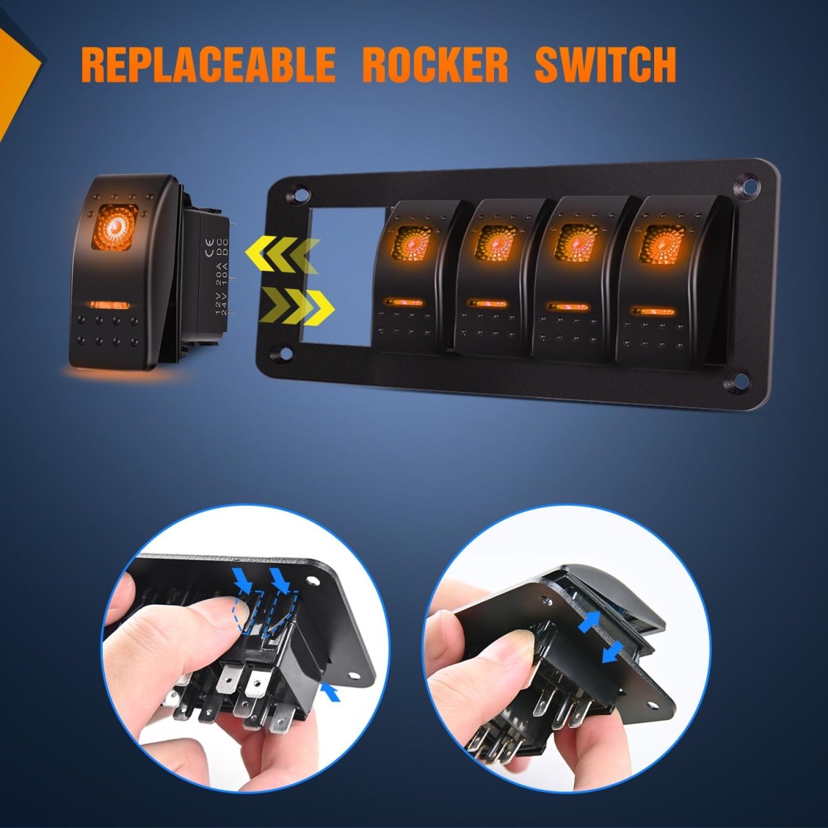 Nilight 90106B 2 Gang Rocker Switch Panel 5 Pin On Off Pre - Wired Rocker Switch Aluminum Panel Waterproof Switche Panel for 12V/24V Automotive Cars Marine Boats ATVs Trailers,2 Years Warranty , Blue - Speed of Light Hobbies
