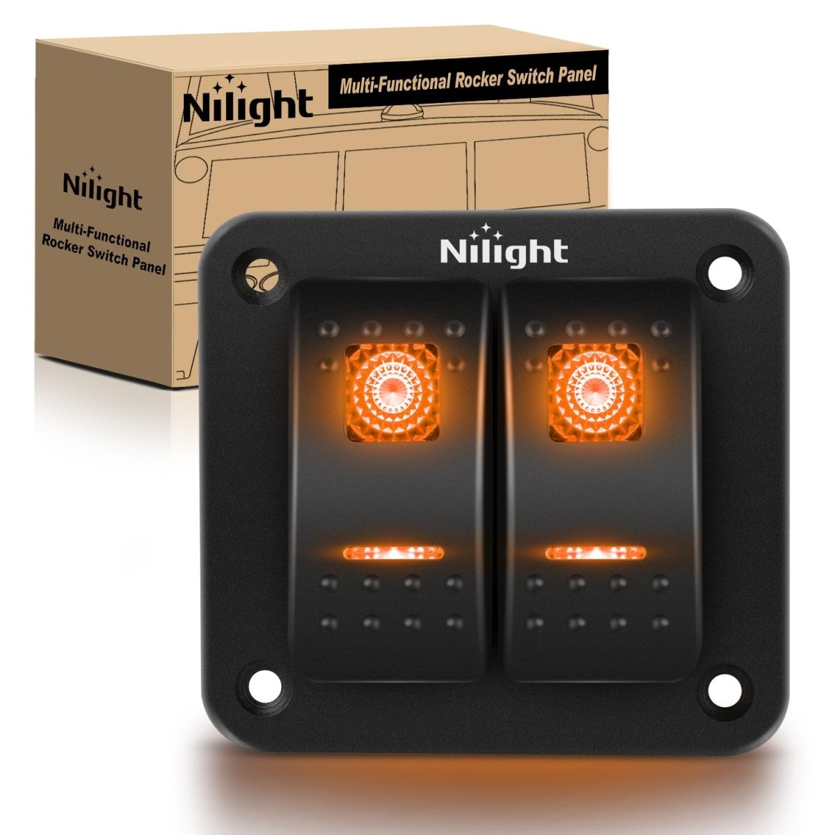 Nilight 90106B 2 Gang Rocker Switch Panel 5 Pin On Off Pre - Wired Rocker Switch Aluminum Panel Waterproof Switche Panel for 12V/24V Automotive Cars Marine Boats ATVs Trailers,2 Years Warranty , Blue - Speed of Light Hobbies