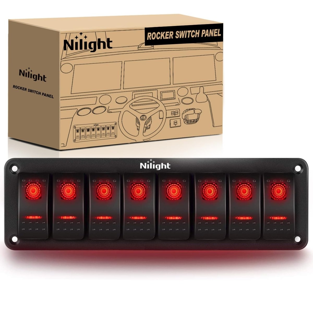 Nilight 90106B 2 Gang Rocker Switch Panel 5 Pin On Off Pre - Wired Rocker Switch Aluminum Panel Waterproof Switche Panel for 12V/24V Automotive Cars Marine Boats ATVs Trailers,2 Years Warranty , Blue - Speed of Light Hobbies