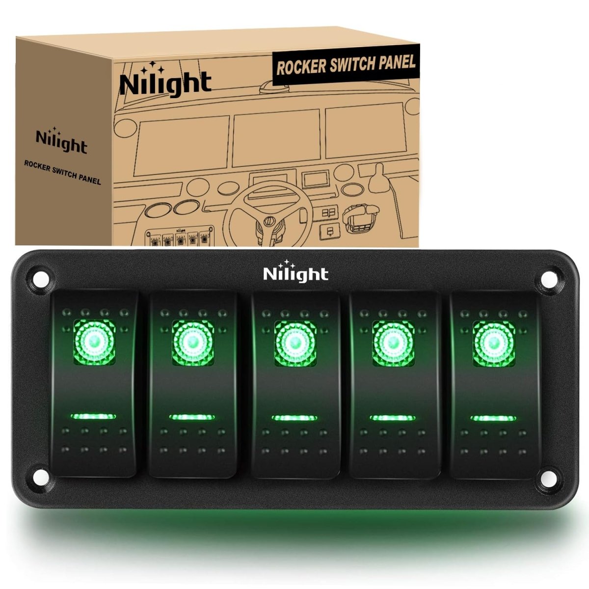 Nilight 90106B 2 Gang Rocker Switch Panel 5 Pin On Off Pre - Wired Rocker Switch Aluminum Panel Waterproof Switche Panel for 12V/24V Automotive Cars Marine Boats ATVs Trailers,2 Years Warranty , Blue - Speed of Light Hobbies