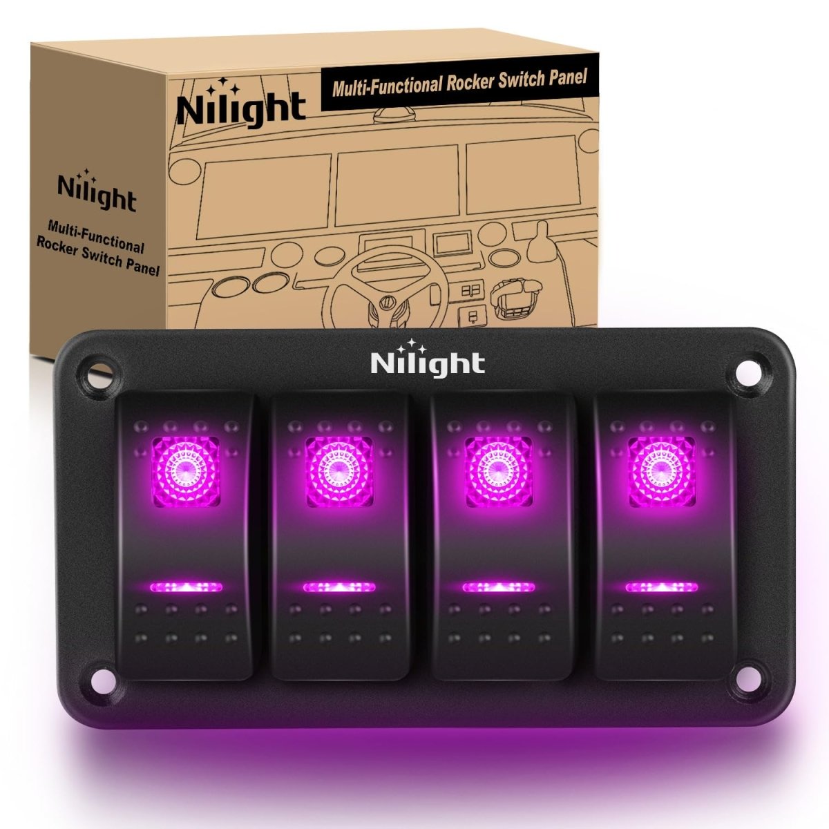 Nilight 90106B 2 Gang Rocker Switch Panel 5 Pin On Off Pre - Wired Rocker Switch Aluminum Panel Waterproof Switche Panel for 12V/24V Automotive Cars Marine Boats ATVs Trailers,2 Years Warranty , Blue - Speed of Light Hobbies