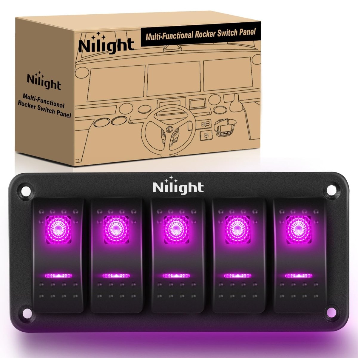 Nilight 90106B 2 Gang Rocker Switch Panel 5 Pin On Off Pre - Wired Rocker Switch Aluminum Panel Waterproof Switche Panel for 12V/24V Automotive Cars Marine Boats ATVs Trailers,2 Years Warranty , Blue - Speed of Light Hobbies