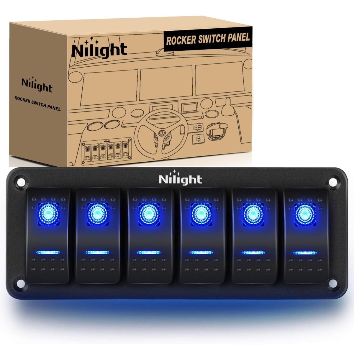 Nilight 90106B 2 Gang Rocker Switch Panel 5 Pin On Off Pre - Wired Rocker Switch Aluminum Panel Waterproof Switche Panel for 12V/24V Automotive Cars Marine Boats ATVs Trailers,2 Years Warranty , Blue - Speed of Light Hobbies