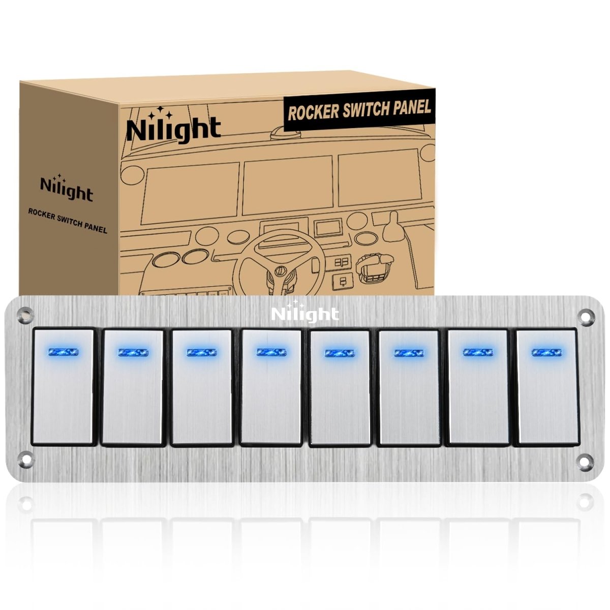 Nilight 90106B 2 Gang Rocker Switch Panel 5 Pin On Off Pre - Wired Rocker Switch Aluminum Panel Waterproof Switche Panel for 12V/24V Automotive Cars Marine Boats ATVs Trailers,2 Years Warranty , Blue - Speed of Light Hobbies