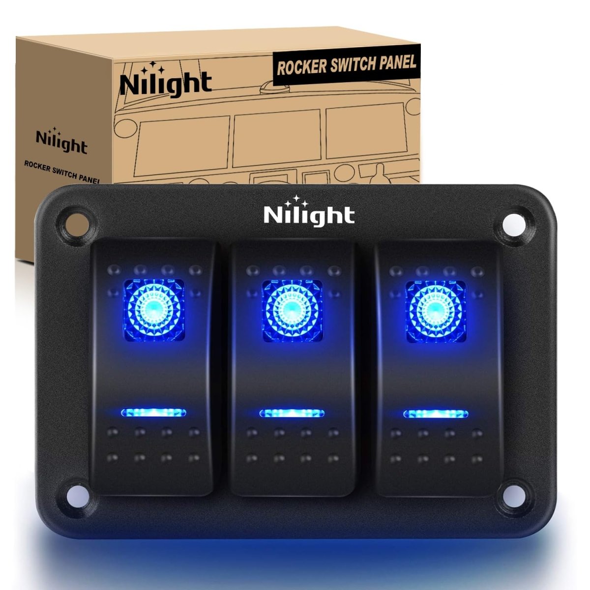 Nilight 90106B 2 Gang Rocker Switch Panel 5 Pin On Off Pre - Wired Rocker Switch Aluminum Panel Waterproof Switche Panel for 12V/24V Automotive Cars Marine Boats ATVs Trailers,2 Years Warranty , Blue - Speed of Light Hobbies