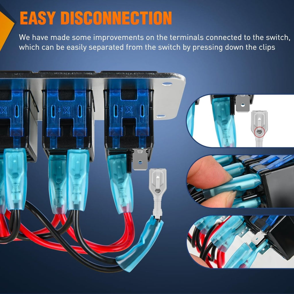 Nilight 90106B 2 Gang Rocker Switch Panel 5 Pin On Off Pre - Wired Rocker Switch Aluminum Panel Waterproof Switche Panel for 12V/24V Automotive Cars Marine Boats ATVs Trailers,2 Years Warranty , Blue - Speed of Light Hobbies